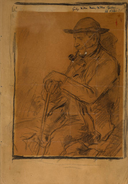 Albert Anker : Grossvater, Pfeife rauchend, Wohl um 1900 