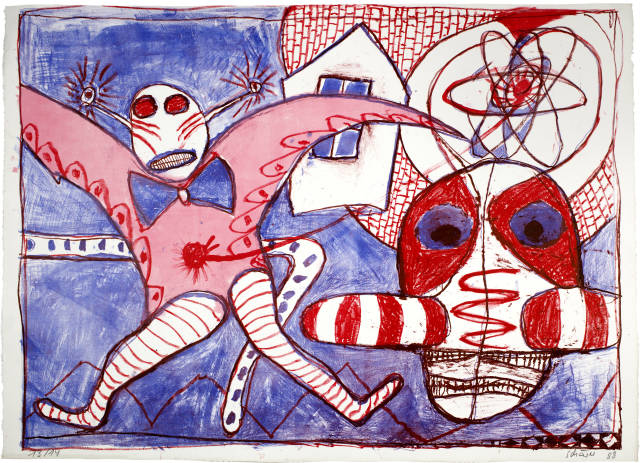 Hans Schärer : Nachtstück (2 Farbvarianten). - Ohne Titel (..., 1988