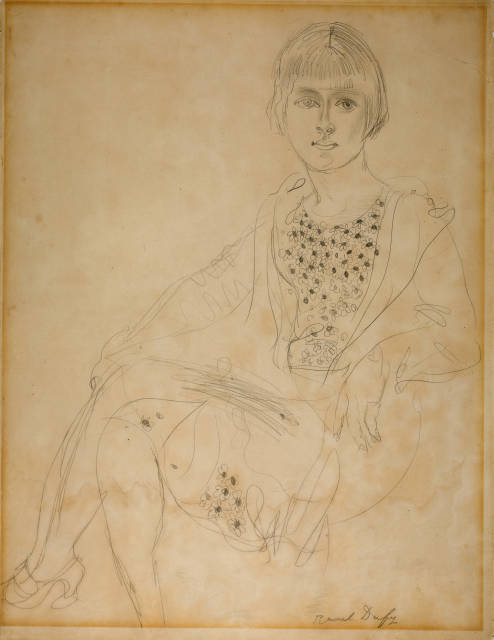 Raoul Dufy : Portrait de jeune fille assise dans un ..., circa 1928