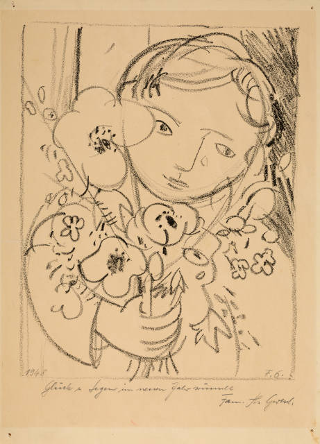 Franz Gertsch : Kind mit Blumen, 1948