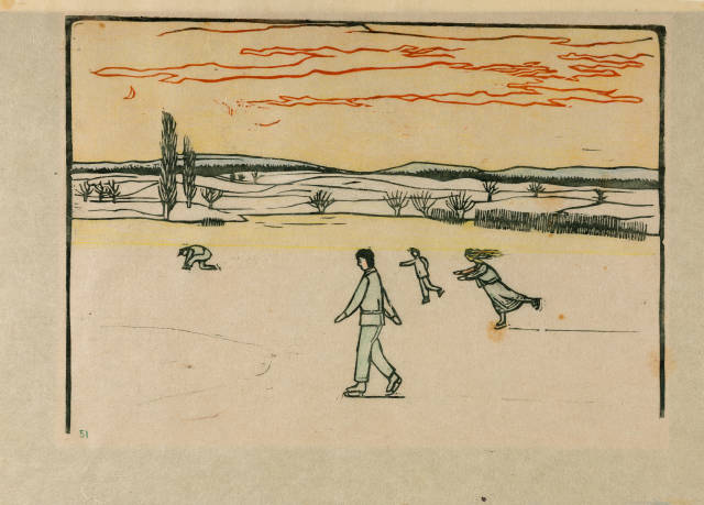 Franz Gertsch : Ohne Titel (Schlittschuhläufer), 1951